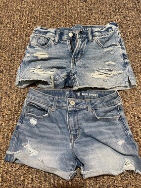 GAP Light Blue Distressed Denim Shorts Duo